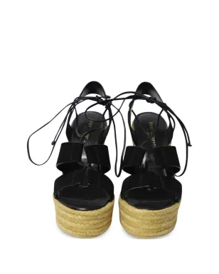 Saint Laurent Pre-Owned プラットフォームウェッジ・エスパドリーユ - ブラック - サムネイル4