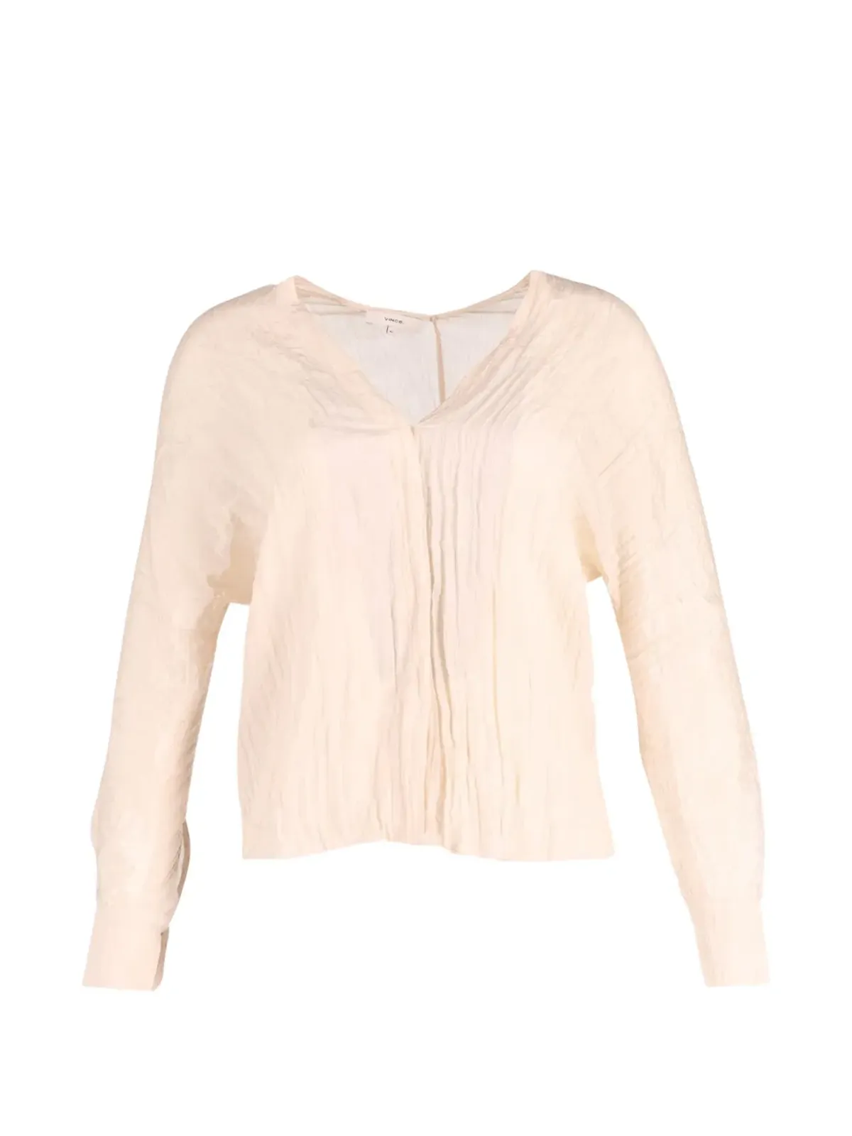 Vince crinkled V-neck top - Neutrals - 画像1