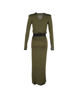 Balmain Pre-Owned Vネック マキシカーディガン - グリーン - サムネイル2