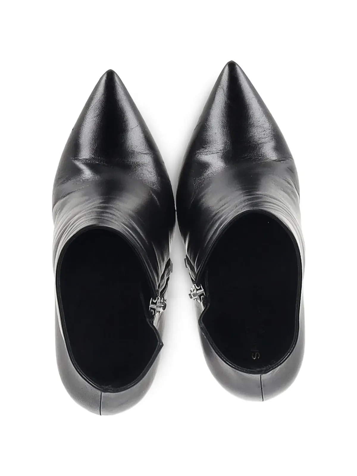 Saint Laurent Pre-Owned ピラミッドヒール レザー アンクルブーツ ブラック - 画像4