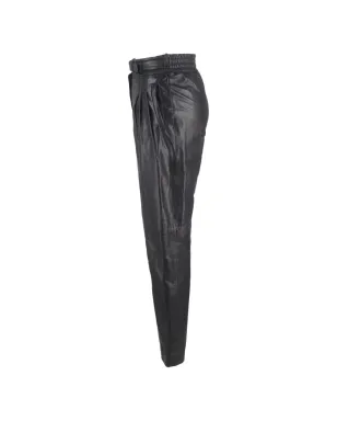 Alberta Ferretti Vintage ベルト付きレザーパンツ ブラック - サムネイル3