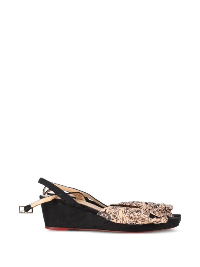 Charlotte Olympia Charlotte Olympia プリント柄リボンディテール ウェッジサンダルの商品画像
