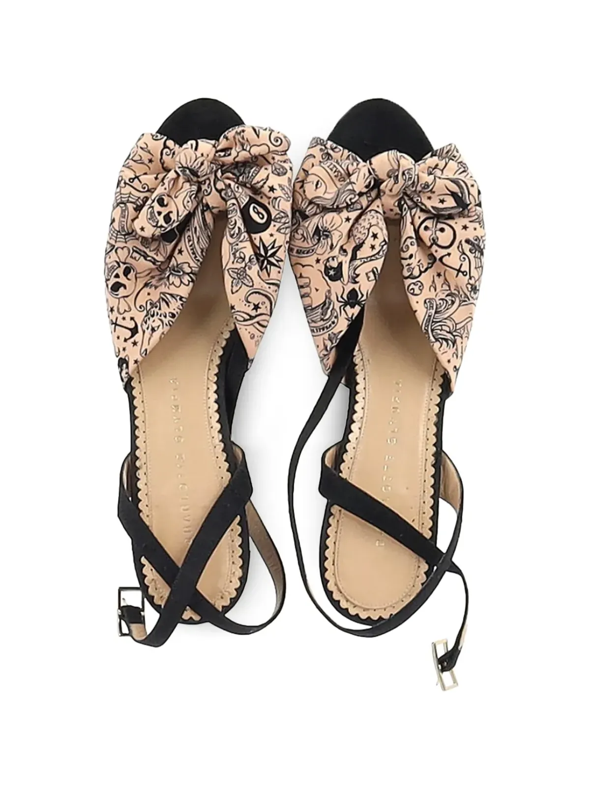 Charlotte Olympia プリント柄リボンディテール ウェッジサンダル - 画像4