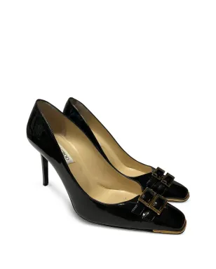 Jimmy Choo ビンテージ スクエアトゥ バックルストラップパンプス ブラック - サムネイル2