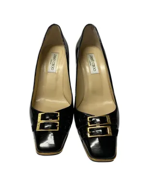 Jimmy Choo ビンテージ スクエアトゥ バックルストラップパンプス ブラック - サムネイル4