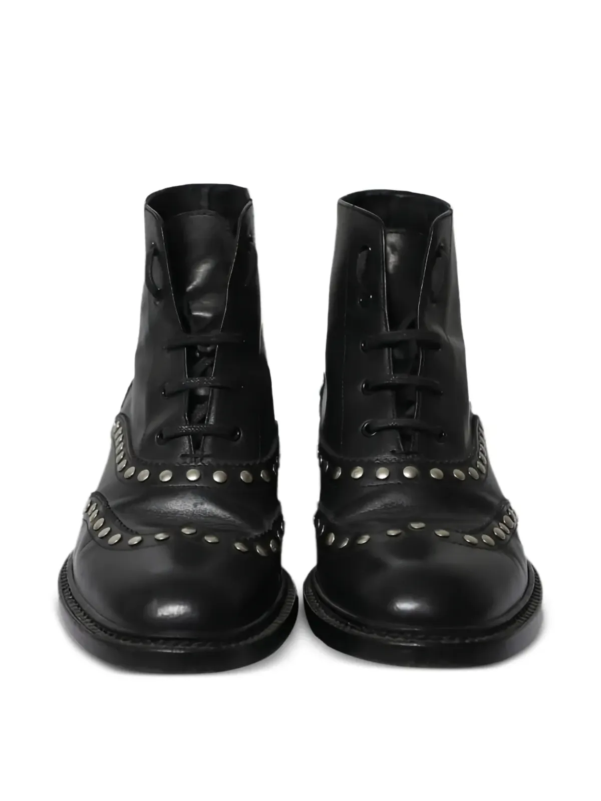 Saint Laurent Pre-Owned スタッズ付きレースアップブーツ - 画像5