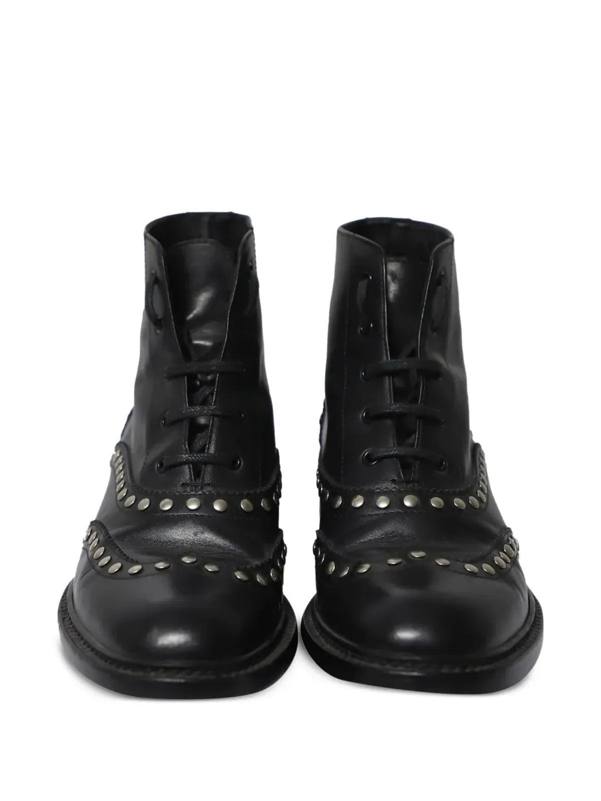 Saint Laurent Pre-Owned スタッズ付きレースアップブーツ - 画像3