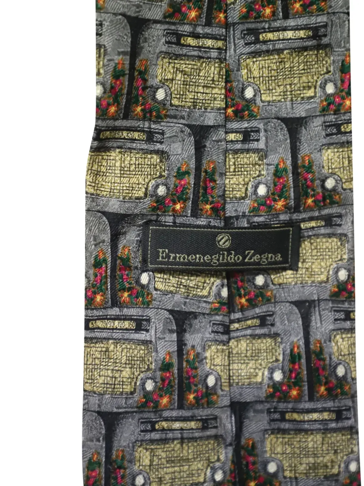 Ermenegildo Zegna Vintage プリントシルクタイ - グレー - 画像5