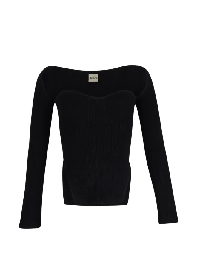 KHAITE Pre-Owned KHAITE Pre-Owned Maddy ribbed-knit top - Blackの商品画像