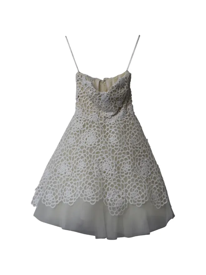 Oscar de la Renta Pre-Owned Oscar de la Renta Pre-Owned lace-detail balloon bridal dress - Whiteの商品画像