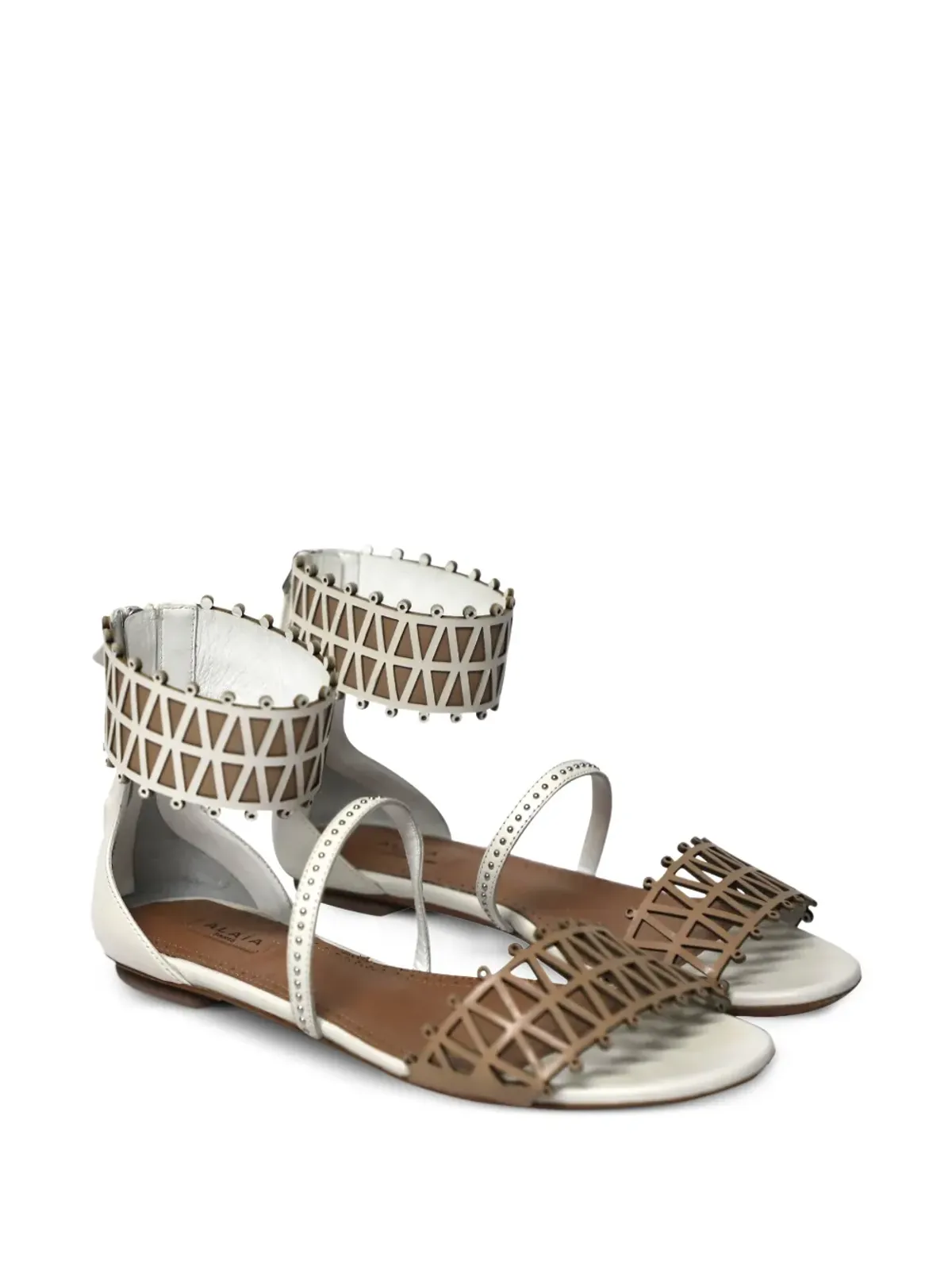 Alaïa Pre-Owned アンクルカフ レーザーカット サンダル - White - 画像2