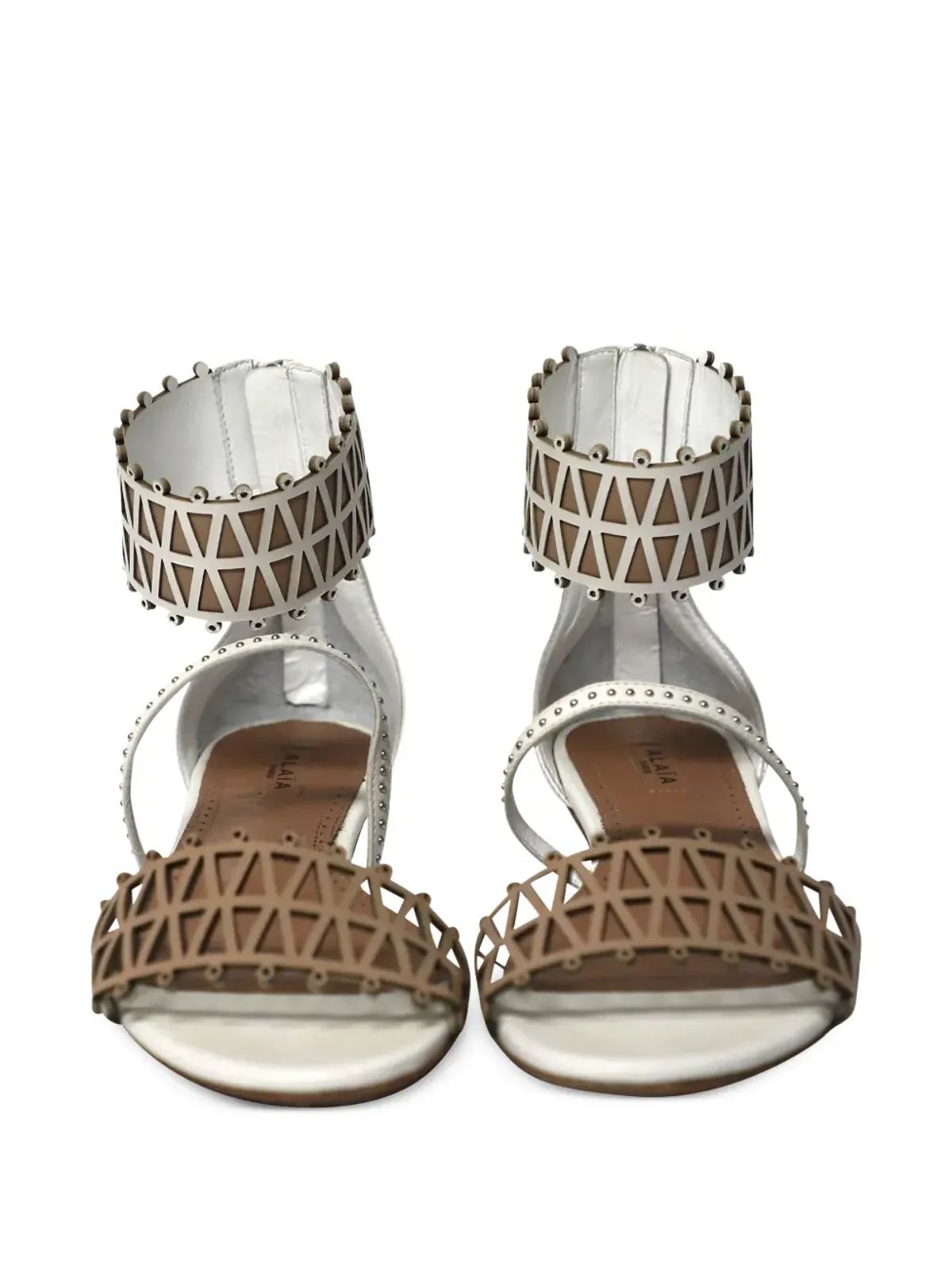 Alaïa Pre-Owned アンクルカフ レーザーカット サンダル - White - 画像3