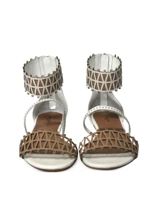 Alaïa Pre-Owned アンクルカフ レーザーカット サンダル - White - サムネイル3
