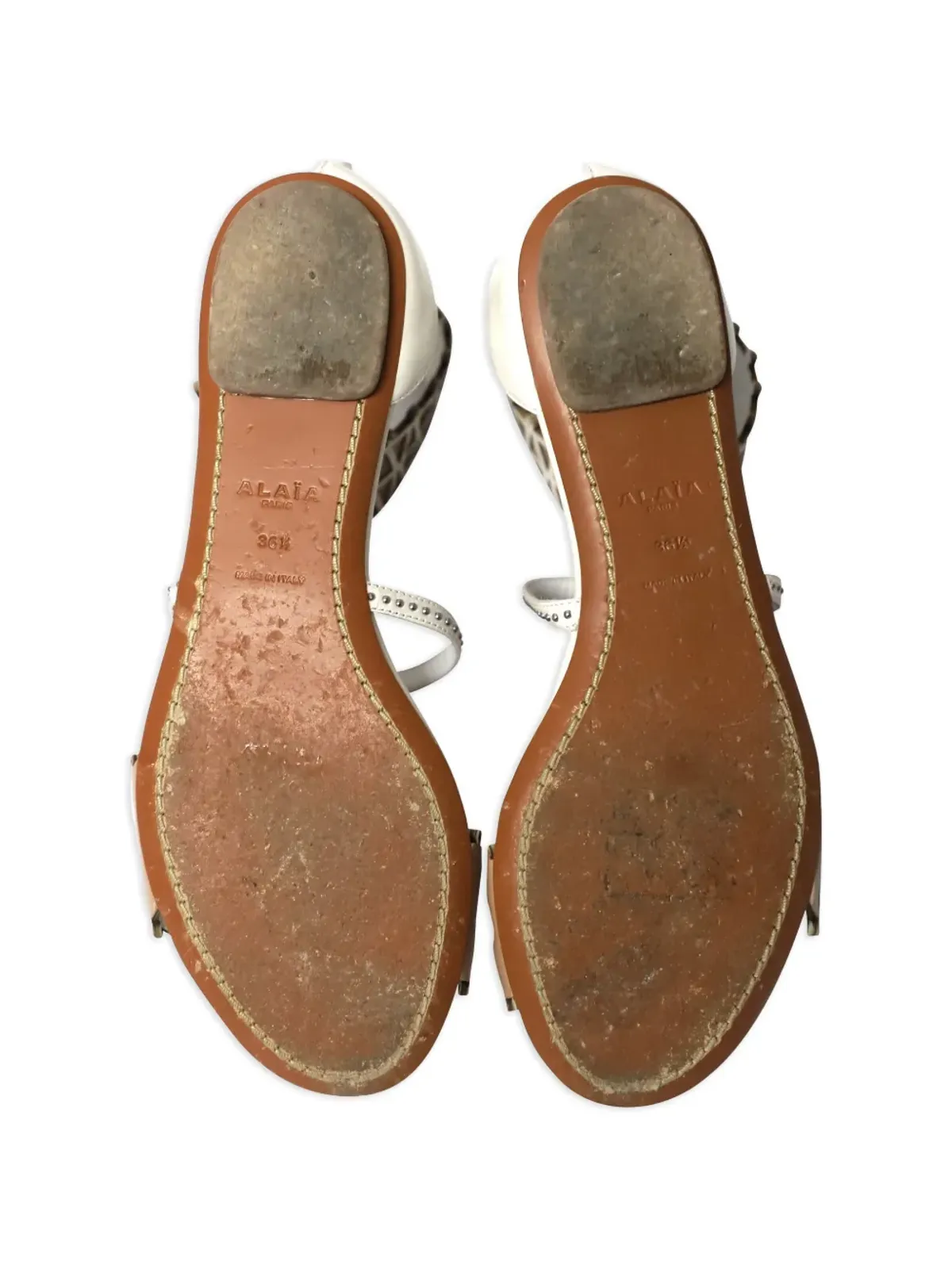Alaïa Pre-Owned アンクルカフ レーザーカット サンダル - White - 画像4