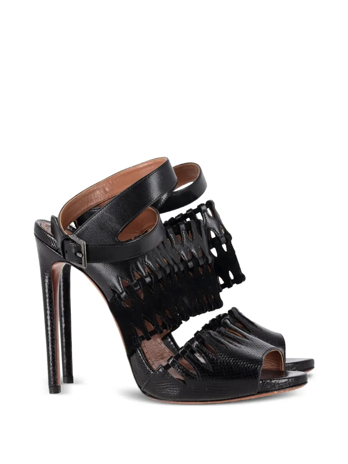 Alaïa Pre-Owned カットアウト アンクルストラップ サンダル - ブラック - 画像1