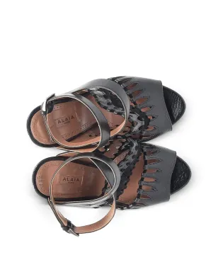 Alaïa Pre-Owned カットアウト アンクルストラップ サンダル - ブラック - サムネイル5