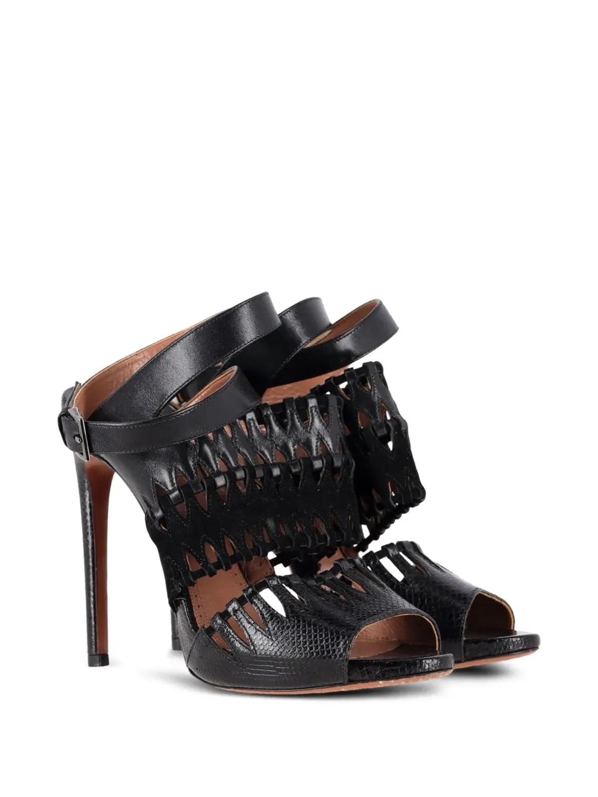 Alaïa Pre-Owned カットアウト アンクルストラップ サンダル - ブラック - 画像2