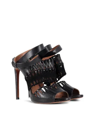 Alaïa Pre-Owned カットアウト アンクルストラップ サンダル - ブラック - サムネイル2