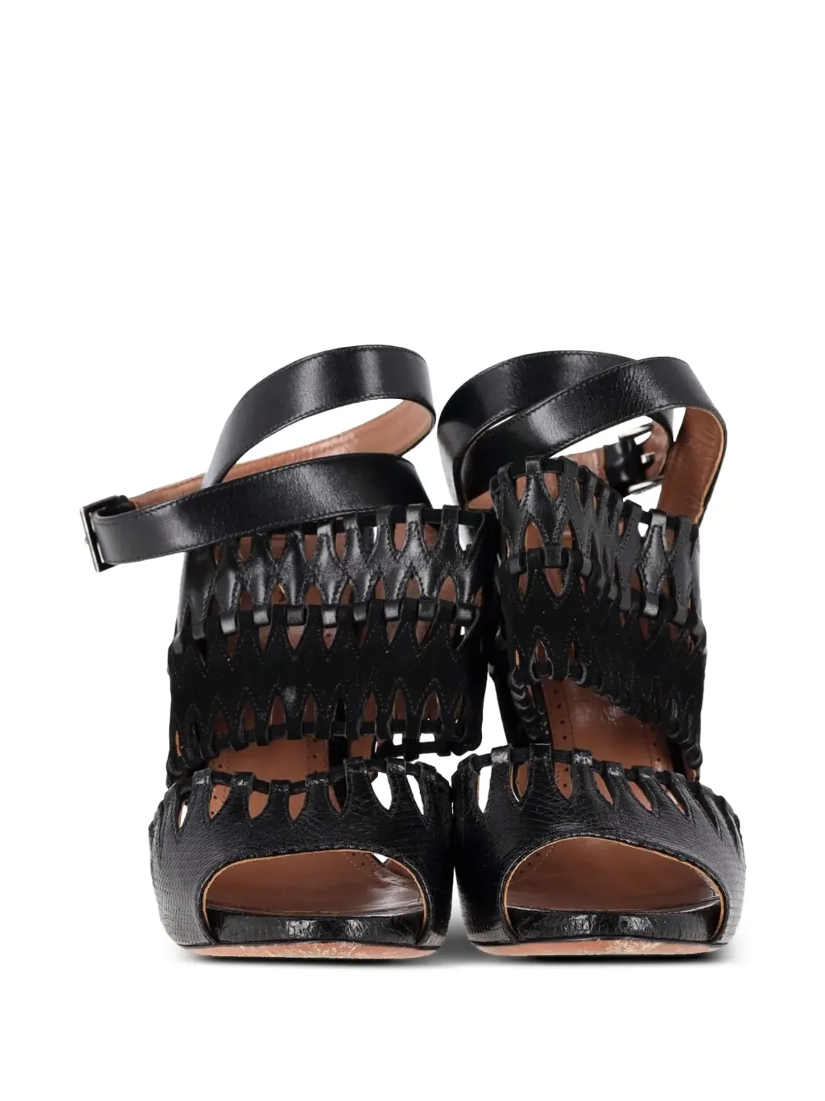 Alaïa Pre-Owned カットアウト アンクルストラップ サンダル - ブラック - 画像4