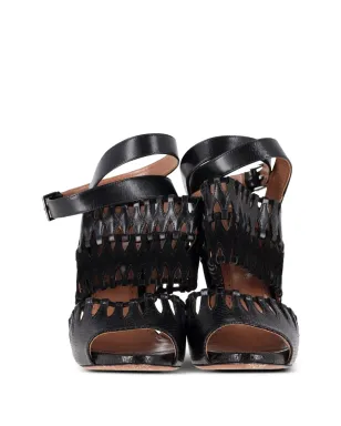 Alaïa Pre-Owned カットアウト アンクルストラップ サンダル - ブラック - サムネイル4