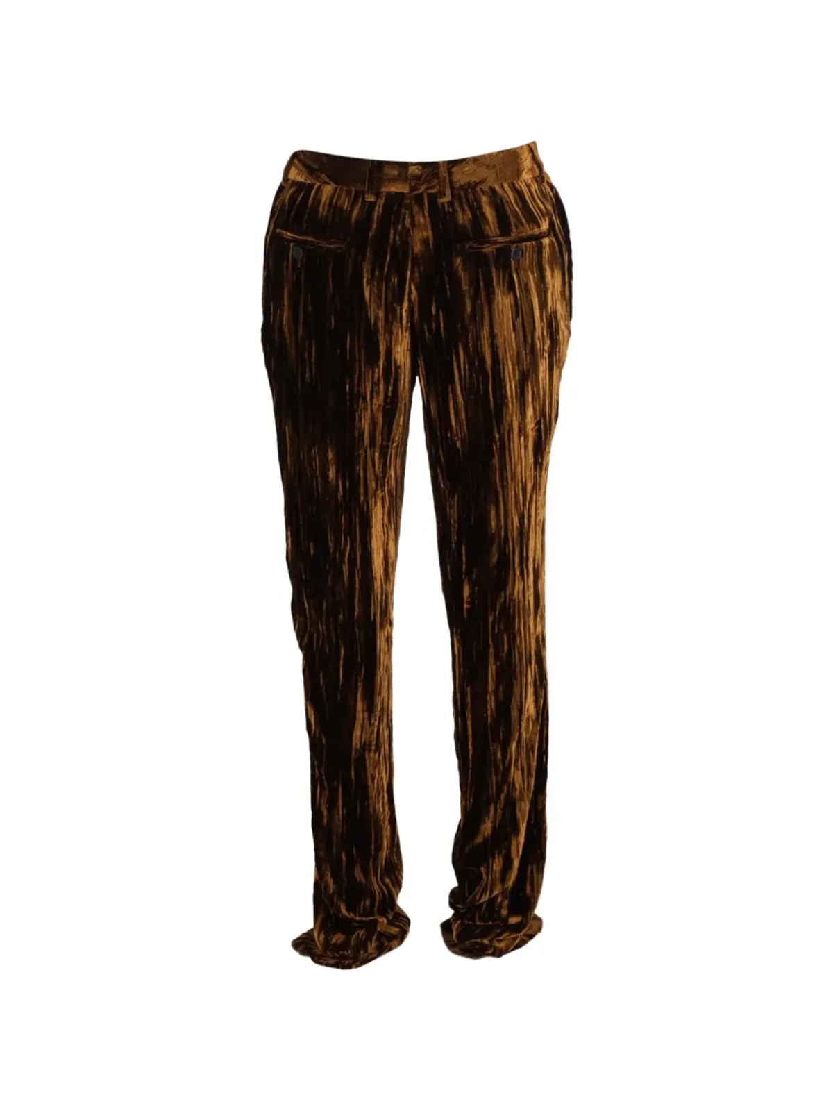 Saint Laurent Pre-Owned ベルベットストレートレッグパンツ ブラウン - 画像2
