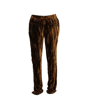 Saint Laurent Pre-Owned ベルベットストレートレッグパンツ ブラウン - サムネイル2