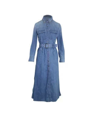 Chloé Vintage ベルト付きミディドレス ブルー - サムネイル1