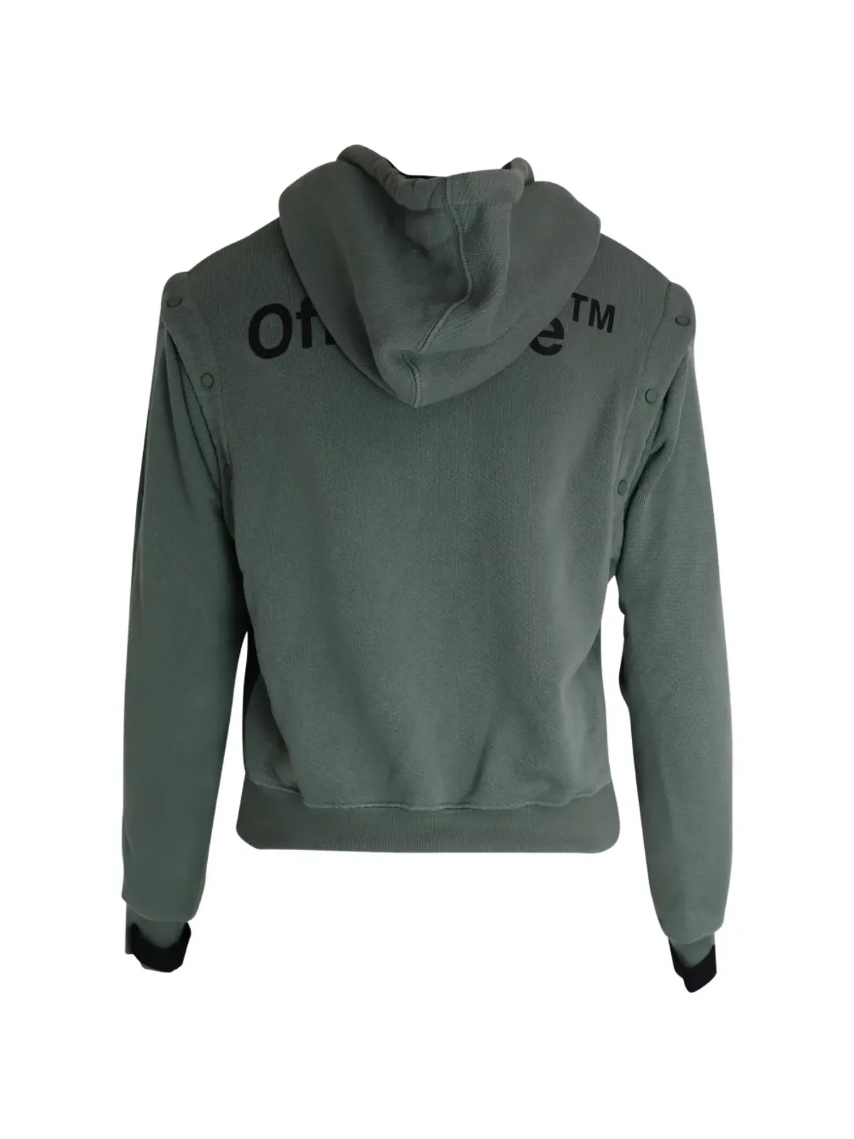 Off-White Pre-Owned コットン製取り外し可能な袖のフーディー - グリーン - 画像2
