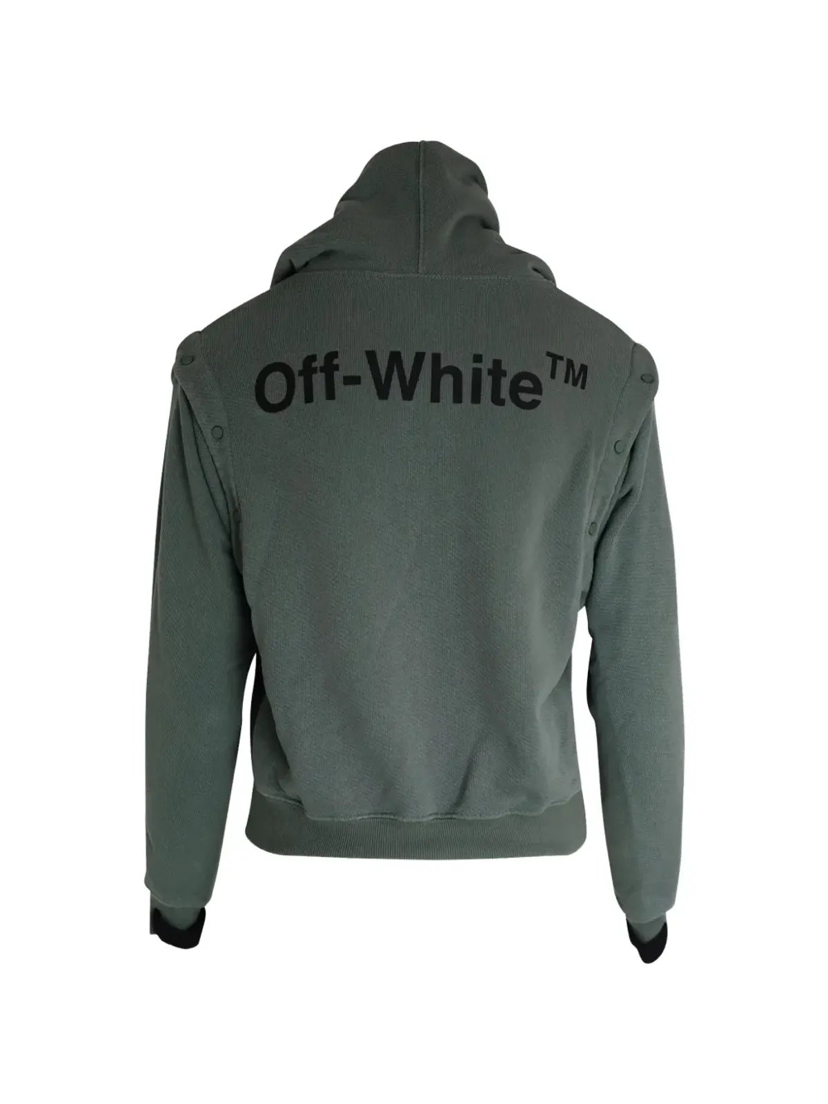 Off-White Pre-Owned コットン製取り外し可能な袖のフーディー - グリーン - 画像3