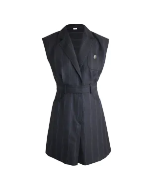 SANDRO Vaiana striped tailored mini dress - Black - サムネイル1
