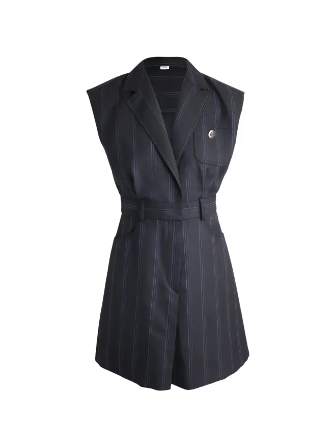 SANDRO SANDRO Vaiana striped tailored mini dress - Blackの商品画像