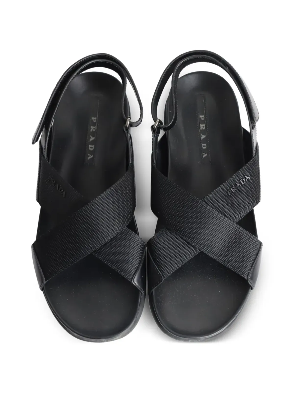 Prada Pre-Owned クロスストラップサンダル - 画像4