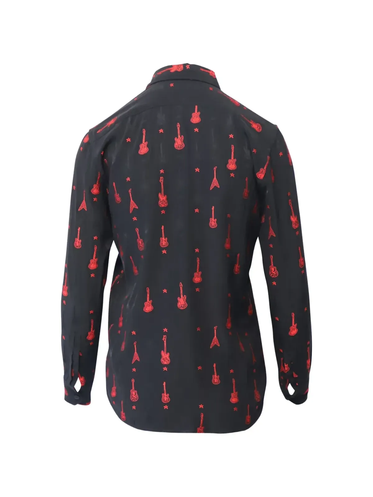 Saint Laurent Pre-Owned ギター刺繍入り ウェーブンシャツ - ブラック - 画像2