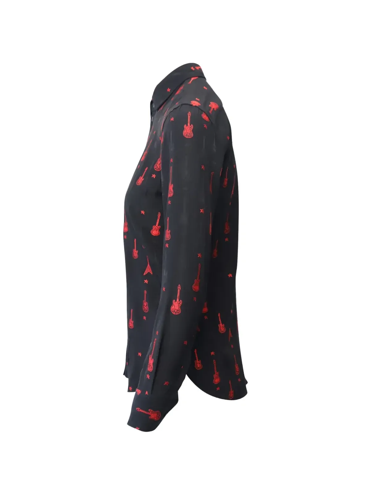 Saint Laurent Pre-Owned ギター刺繍入り ウェーブンシャツ - ブラック - 画像3