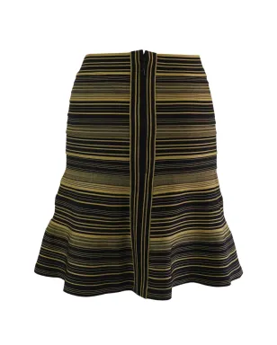 Herve Leger ストライプ柄ミディフレアスカート ブラック - サムネイル2
