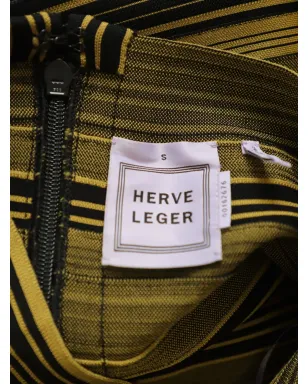 Herve Leger ストライプ柄ミディフレアスカート ブラック - サムネイル4