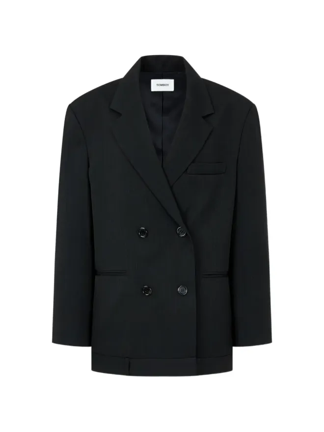 TOMBOY TOMBOY ストライプ ダブルブレステッド ブレザー - グレーの商品画像