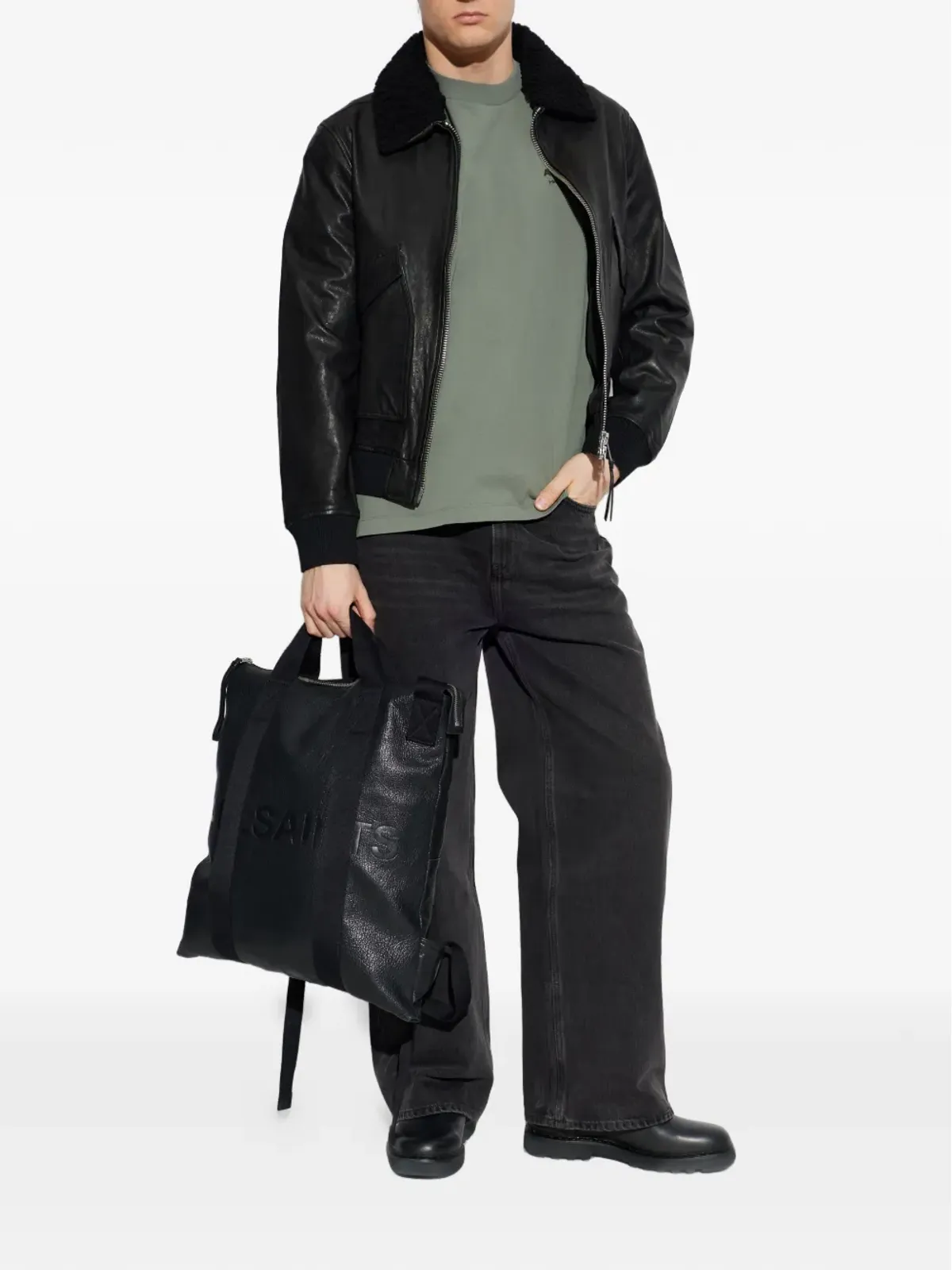 AllSaints Xander フロックド-ロゴ Tシャツ - 画像2