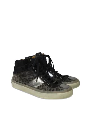 Jimmy Choo Pre-Owned ベルグレヴィア レオパード柄 レースアップスニーカー - ブラック - サムネイル2