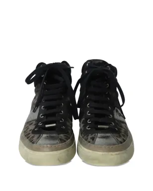Jimmy Choo Pre-Owned ベルグレヴィア レオパード柄 レースアップスニーカー - ブラック - サムネイル3