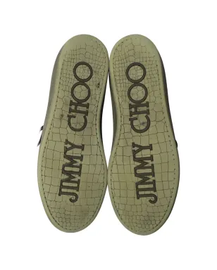 Jimmy Choo Pre-Owned ベルグレヴィア レオパード柄 レースアップスニーカー - ブラック - サムネイル4