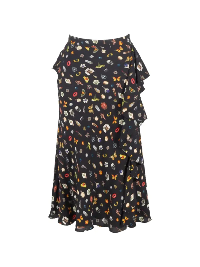 Alexander McQueen Pre-Owned Alexander McQueen Pre-Owned プリント柄フリルディテール ミディスカートの商品画像