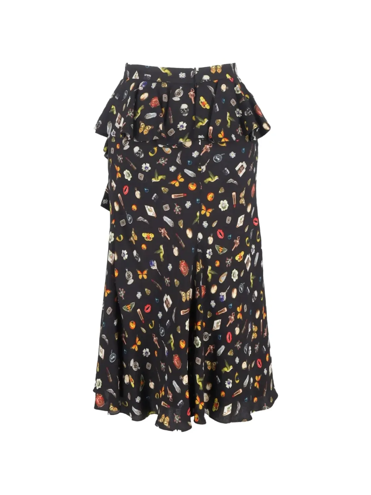 Alexander McQueen Pre-Owned プリント柄フリルディテール ミディスカート - 画像2