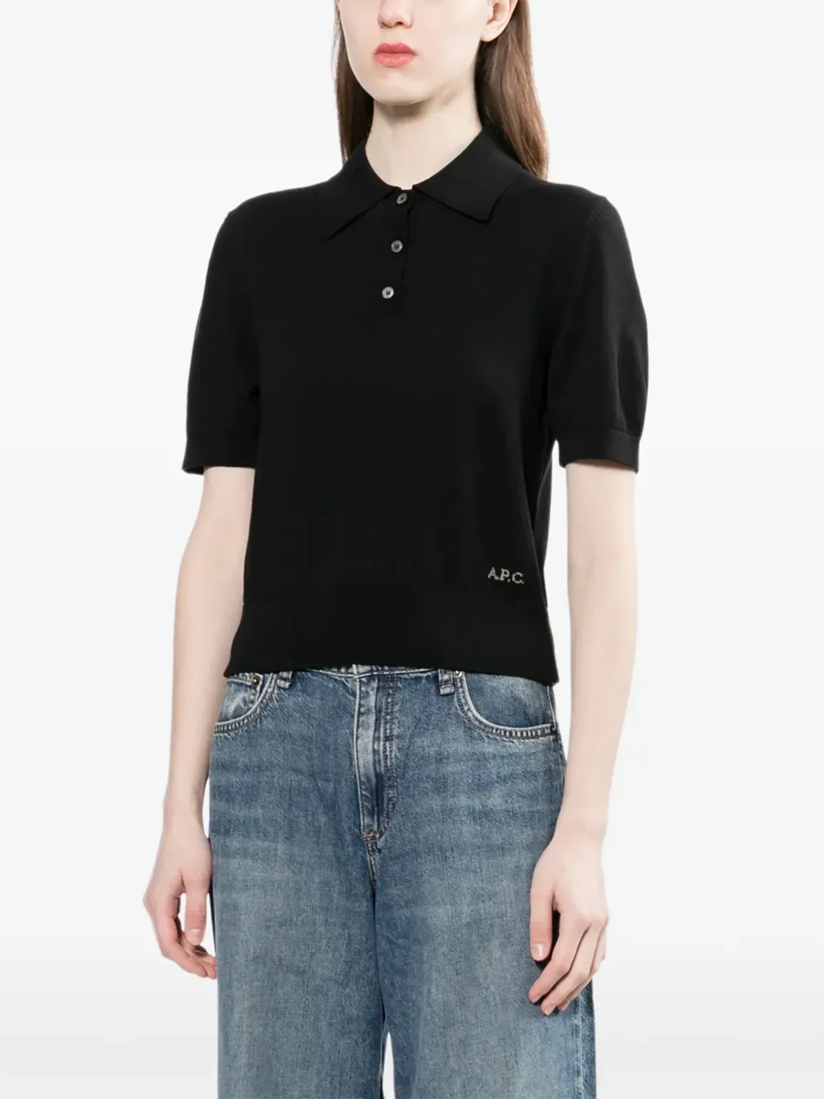 A.P.C. ロゴ刺繍ポロトップ - 画像3
