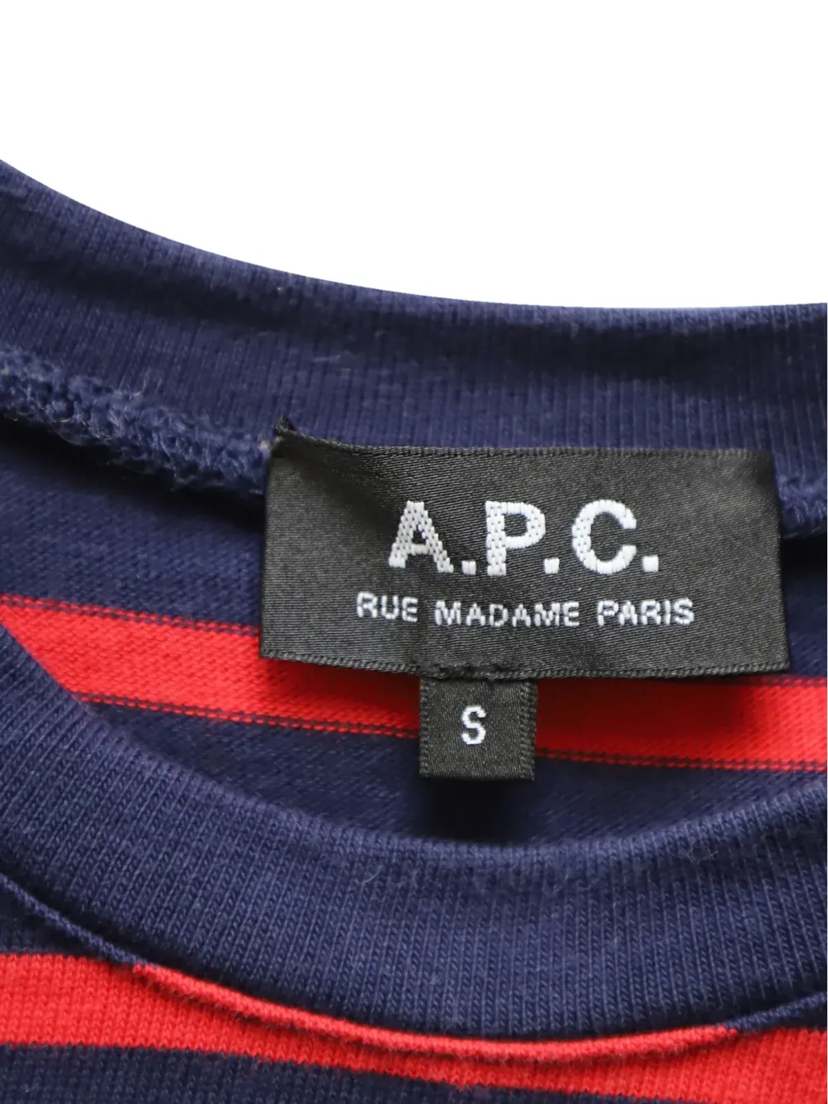 A.P.C. ストライプ柄 クルーネック Tシャツ ブルー - 画像4