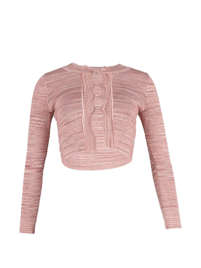 SANDRO SANDRO ストライプ柄クロップドカーディガン - Pinkの商品画像