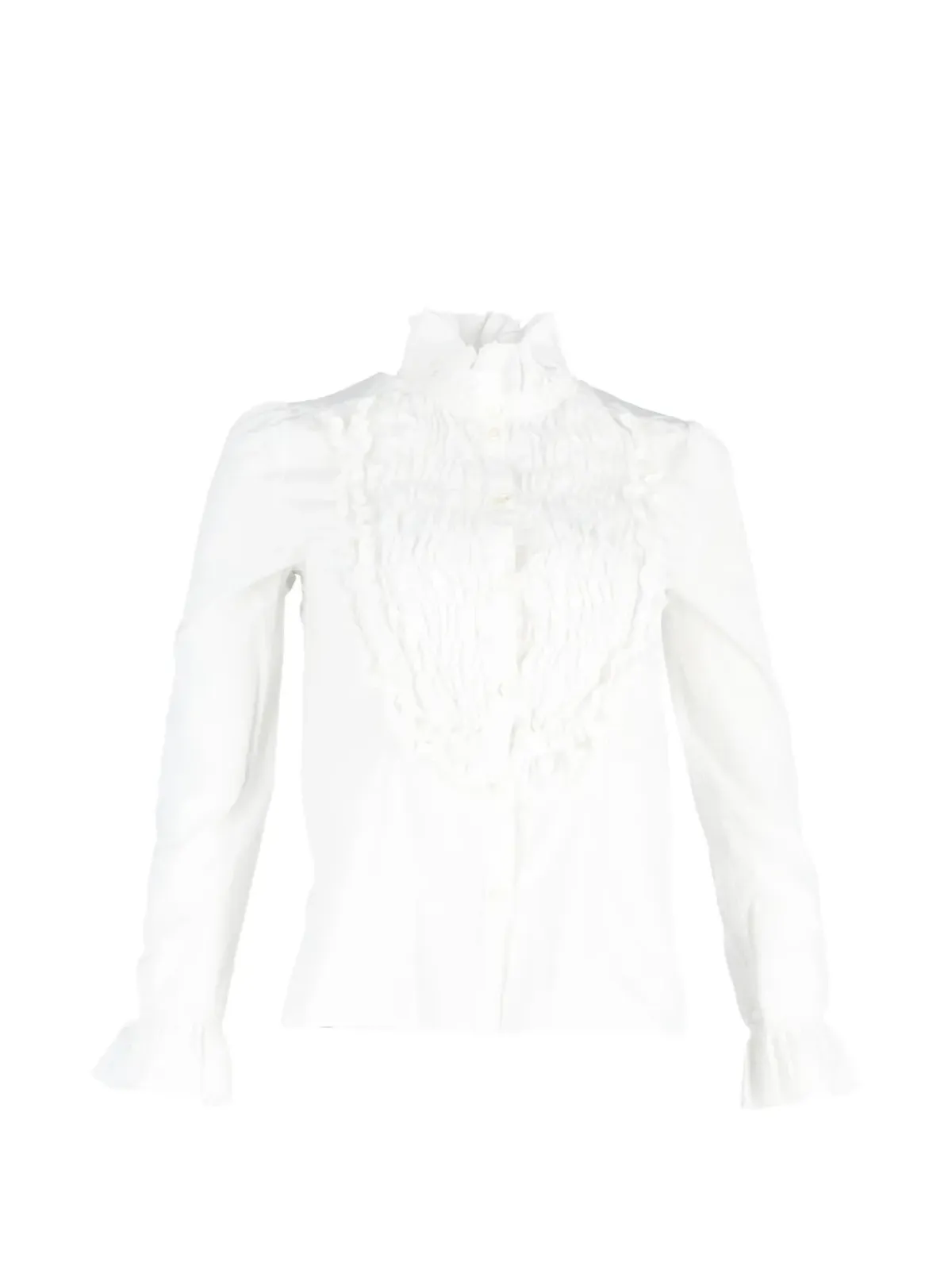 Chloé Vintage ruffled-detail high-neck long-sleeve top - White - 画像1