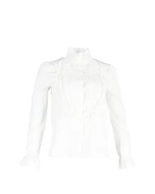 Chloé Vintage ruffled-detail high-neck long-sleeve top - White - サムネイル1