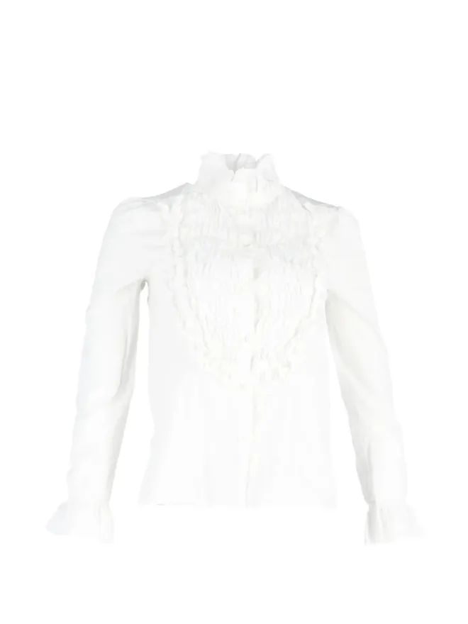 Chloé Vintage Chloé Vintage ruffled-detail high-neck long-sleeve top - Whiteの商品画像