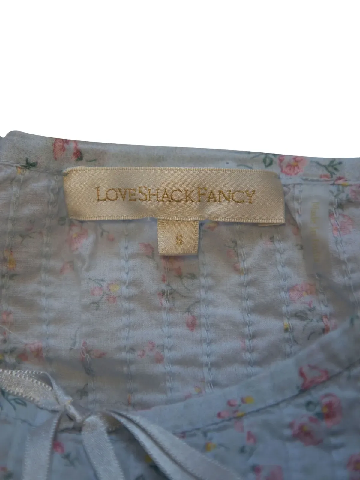 LoveShackFancy アルベティーナ フラワーレース クロップトップ ブルー - 画像4